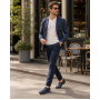 pantofi barbati bleumarin din piele naturala tip slip-on cu talpa confort 330EBLUE